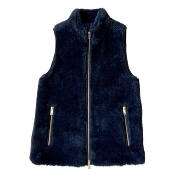J. CREW Faux Fur Zippered Vest - Picture 2 of 10